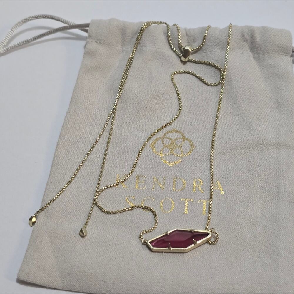 Kendra Scott Beth Adjustable Necklace in‎ Burgundy Illusion Red berry Gold